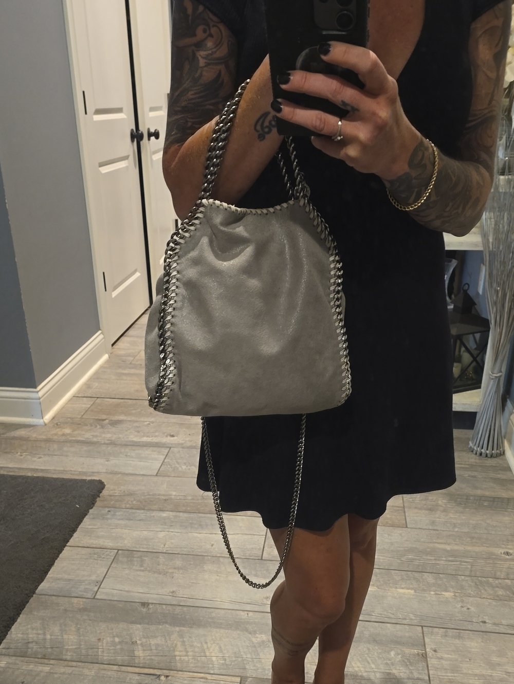 Stella McCartney Falabella Mini Tote Silver Fold-Top Shoulder Bag